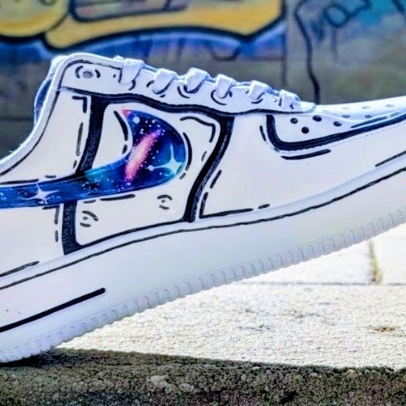 Custom Nike Air Force 1 '07 Galaxy Drip – Hand Painted – Men’s – One of a Kind - Picture 8 of 12